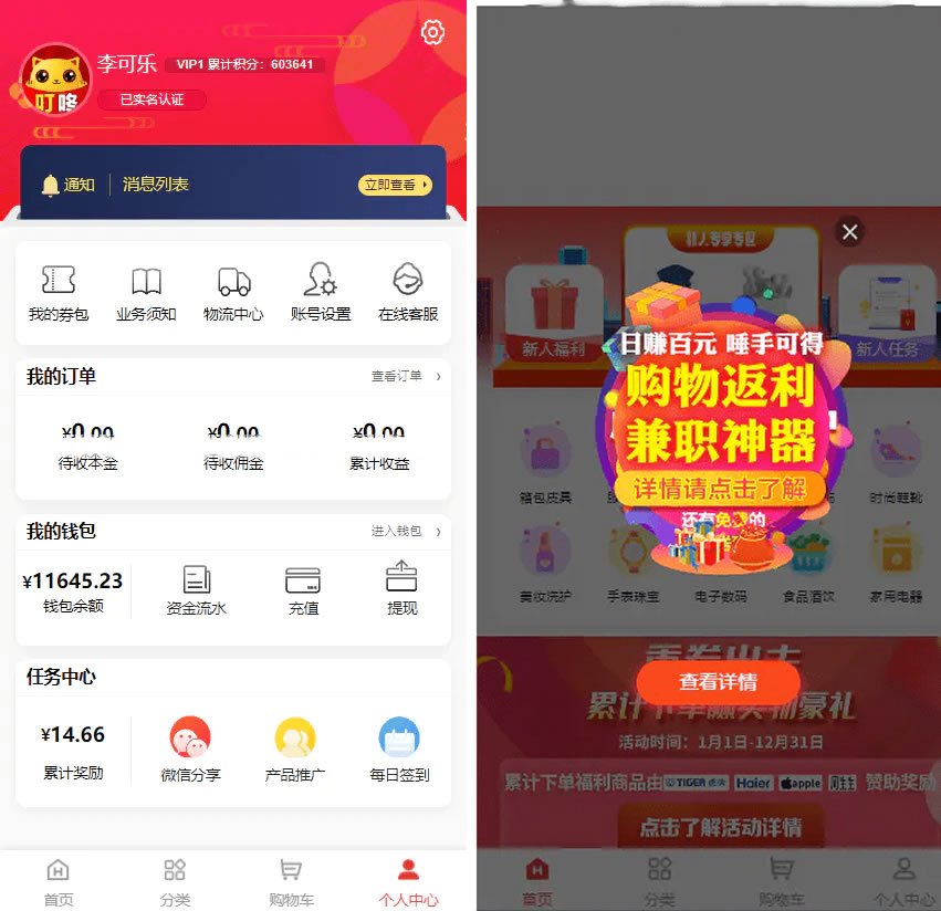 全新返佣商城分销商城理财商城系统源码 全开源PHP+VUE源码插图4