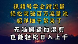 都知道视频号是红利项目，可你为什么赚不到钱，深层揭秘加搬.运混剪起号爆流方法-山水资源站