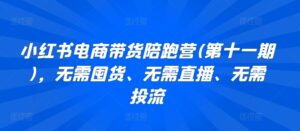 小红书电商带货陪跑营(第十一期)，无需囤货、无需直播、无需投流-山水资源站