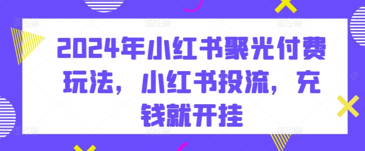 2024年小红书聚光付费玩法,小红书投流,充钱就开挂插图 2024年小红书聚光付费玩法,小红书投流,充钱就开挂插图