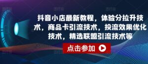 抖音小店最新教程，体验分拉升技术，商品卡引流技术，投流效果优化技术，精选联盟引流技术等-山水资源站