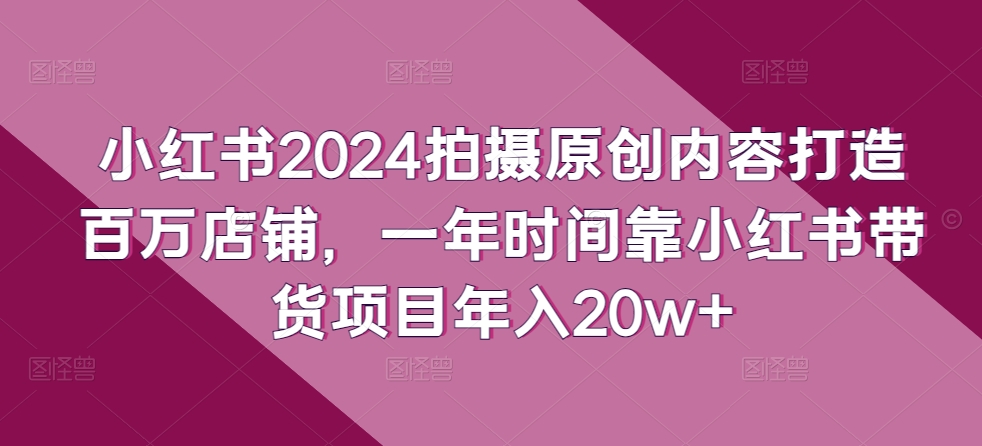 小红书2024拍摄原创内容打造百万店铺,一年时间靠小红书带货项目年入20w+插图 小红书2024拍摄原创内容打造百万店铺,一年时间靠小红书带货项目年入20w+插图