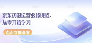 京东初级运营必修课程，从零开始学习-山水资源站