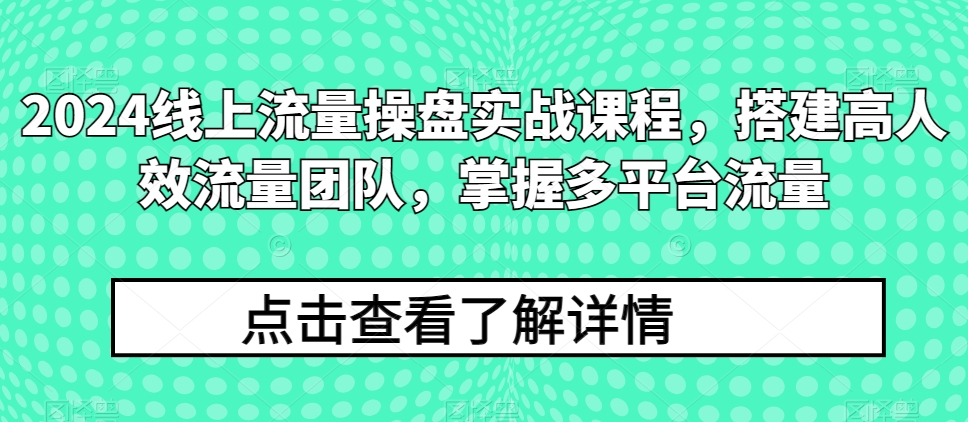 2024线上流量操盘实战课程,搭建高人效流量团队,掌握多平台流量插图 2024线上流量操盘实战课程,搭建高人效流量团队,掌握多平台流量插图