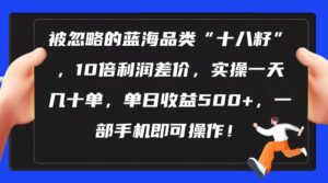 被忽略的蓝海品类“十八籽”，10倍利润差价，实操一天几十单 单日收益500+-山水资源站