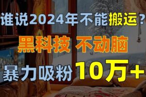 谁说2024年不能搬运？只动手不动脑，自媒体平台单月暴力涨粉10000+-山水资源站