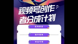 蓝海项目，视频号创作分成计划，小白也能轻松上手，日入1000+-山水资源站