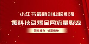 小红书最新创业粉引流，黑科技引爆全网流量裂变，简单操作长期吸粉-山水资源站