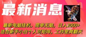 最新电脑挂机，简单无脑，日入2000+适合新手小白个人可矩阵，工作室模式-山水资源站
