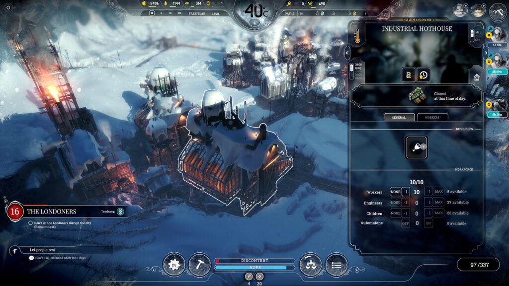 《寒霜朋克/冰汽时代/Frostpunk》v1.6.2|集成DLCs|容量9.14GB|官方简体中文|支持键盘.鼠标|赠音乐原声|赠多项修改器|赠满资源初始存档插图4 《寒霜朋克/冰汽时代/Frostpunk》v1.6.2|集成DLCs|容量9.14GB|官方简体中文|支持键盘.鼠标|赠音乐原声|赠多项修改器|赠满资源初始存档插图4