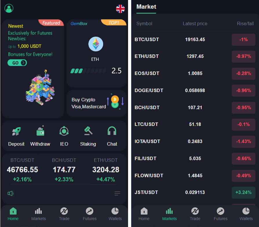【黑色UI】8国多语言交易所源码+币币+秒合约+矿机+申购+多功能系统插图