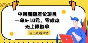 中间商赚差价天花板项目，一单5-10元，零成本，无上限做单-山水资源站