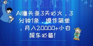 AI撸头条3天必火，3分钟1条，操作简单，月入20000+小白超车必备！-山水资源站