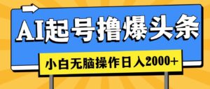 AI起号撸爆头条，小白也能操作，日入2000+-山水资源站