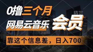 0撸三个月网易云音乐会员，靠这个信息差一天赚700，月入2w-山水资源站