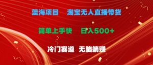 蓝海项目 淘宝无人直播冷门赛道 日赚500+无脑躺赚 小白有手就行-山水资源站