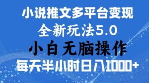 2024年6月份一件分发加持小说推文暴力玩法 新手小白无脑操作日入1000+-山水资源站