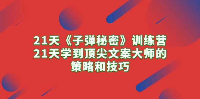 21天《子弹秘密》训练营,21天学到顶尖文案大师的策略和技巧插图 21天《子弹秘密》训练营,21天学到顶尖文案大师的策略和技巧插图