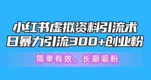 小红书虚拟资料引流术，日暴力引流300+创业粉，简单有效，长期吸粉-山水资源站