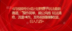 6月视频号分成计划野路子玩法最新赛道， 操作简单，颠公风格玩法清奇，流量爆炸-山水资源站