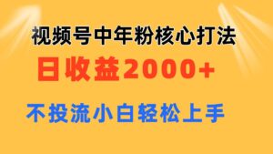 视频号中年粉核心玩法 日收益2000+ 不投流小白轻松上手-山水资源站