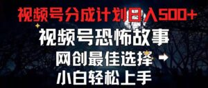 2024最新视频号分成计划，每天5分钟轻松月入500+，恐怖故事赛道-山水资源站