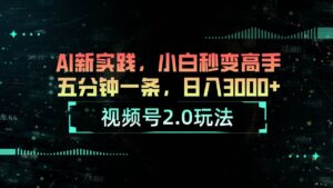 视频号2.0玩法 AI新实践，小白秒变高手五分钟一条，日入3000+-山水资源站