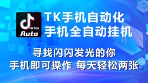 海外抖音TK手机自动挂机，每天轻松搞2张-山水资源站