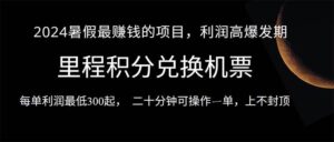 2024暑假最暴利的项目，目前做的人很少，一单利润300+，二十多分钟可操作一单，每天可批量操作。-山水资源站