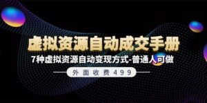 外面收费499《虚拟资源自动成交手册》7种虚拟资源自动变现方式-普通人可做-山水资源站