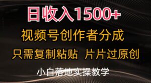 日收入1500+，视频号创作者分成，只需复制粘贴，片片过原创-山水资源站