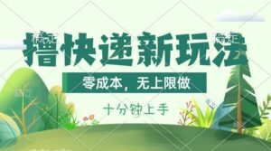 撸快递最新玩法，零成本，无上限做，日产1000+。课程看完就会-山水资源站
