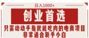 只需动动手指就能吃肉的电商项目，日入1000+，创业首选，非常适合新手小白-山水资源站