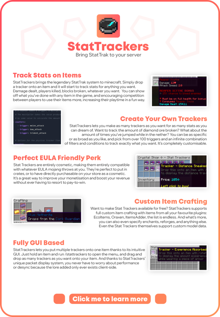 StatTrackers ⭕ EULA 友好型外观 ✅ Minecraft ✨ 中的 StatTrak 创建自定义跟踪器 6.25.0插图1 StatTrackers ⭕ EULA 友好型外观 ✅ Minecraft ✨ 中的 StatTrak 创建自定义跟踪器 6.25.0插图1