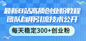 最新B站高质创业粉教程，团队自用引流技术公开-山水资源站