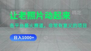 让老照片动起来，一天变现1000+，各平台最火赛道，看完就会-山水资源站