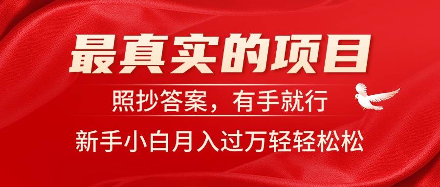 最真实的项目,照抄答案,有手就行,新手小白月入过万轻轻松松插图 最真实的项目,照抄答案,有手就行,新手小白月入过万轻轻松松插图