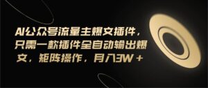 Ai公众号流量主爆文插件，只需一款插件全自动输出爆文，矩阵操作，月入3w+-山水资源站