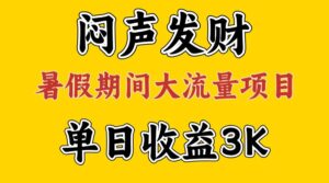 闷声发财，假期大流量项目，单日收益3千+ ，拿出执行力，两个月翻身-山水资源站