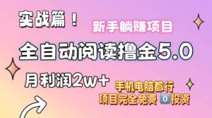 小说全自动阅读撸金5.0 操作简单 可批量操作 零门槛！小白无脑上手月入2w+-山水资源站