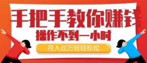 手把手教你赚钱，新手每天操作不到一小时，月入过万轻轻松松-山水资源站