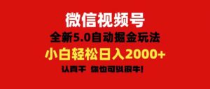 微信视频号变现，5.0全新自动掘金玩法，日入利润2000+有手就行-山水资源站