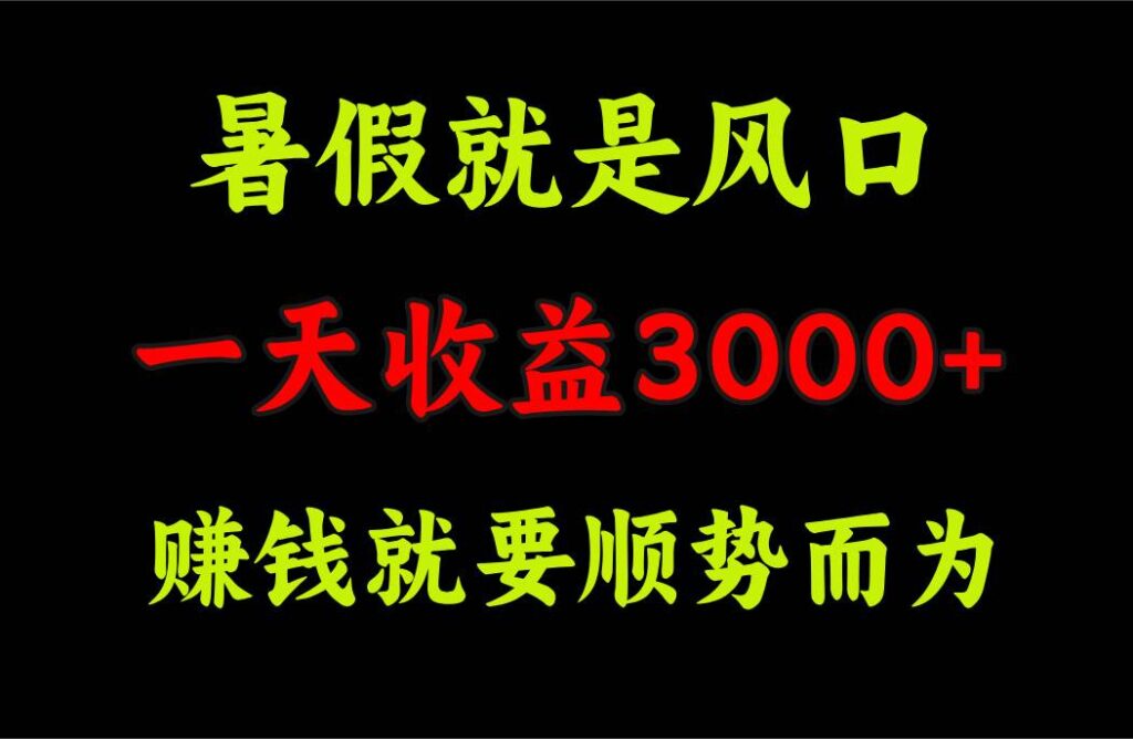 一天收益3000+ 赚钱就是顺势而为,暑假就是风口插图 一天收益3000+ 赚钱就是顺势而为,暑假就是风口插图