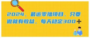 2024，最近零撸项目，只要做就有收益，每天动动手指稳定收益300+-山水资源站