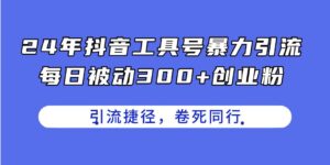 24年抖音工具号暴力引流，每日被动300+创业粉，创业粉捷径，卷死同行-山水资源站