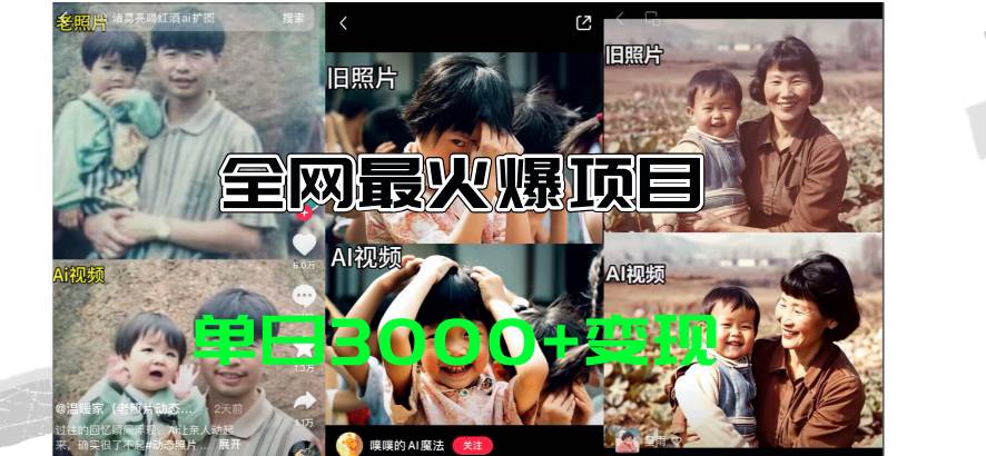 全网爆火的AI让老照片动起来教程,蹭热点日赚3000+,内含免费工具一键插图 全网爆火的AI让老照片动起来教程,蹭热点日赚3000+,内含免费工具一键插图