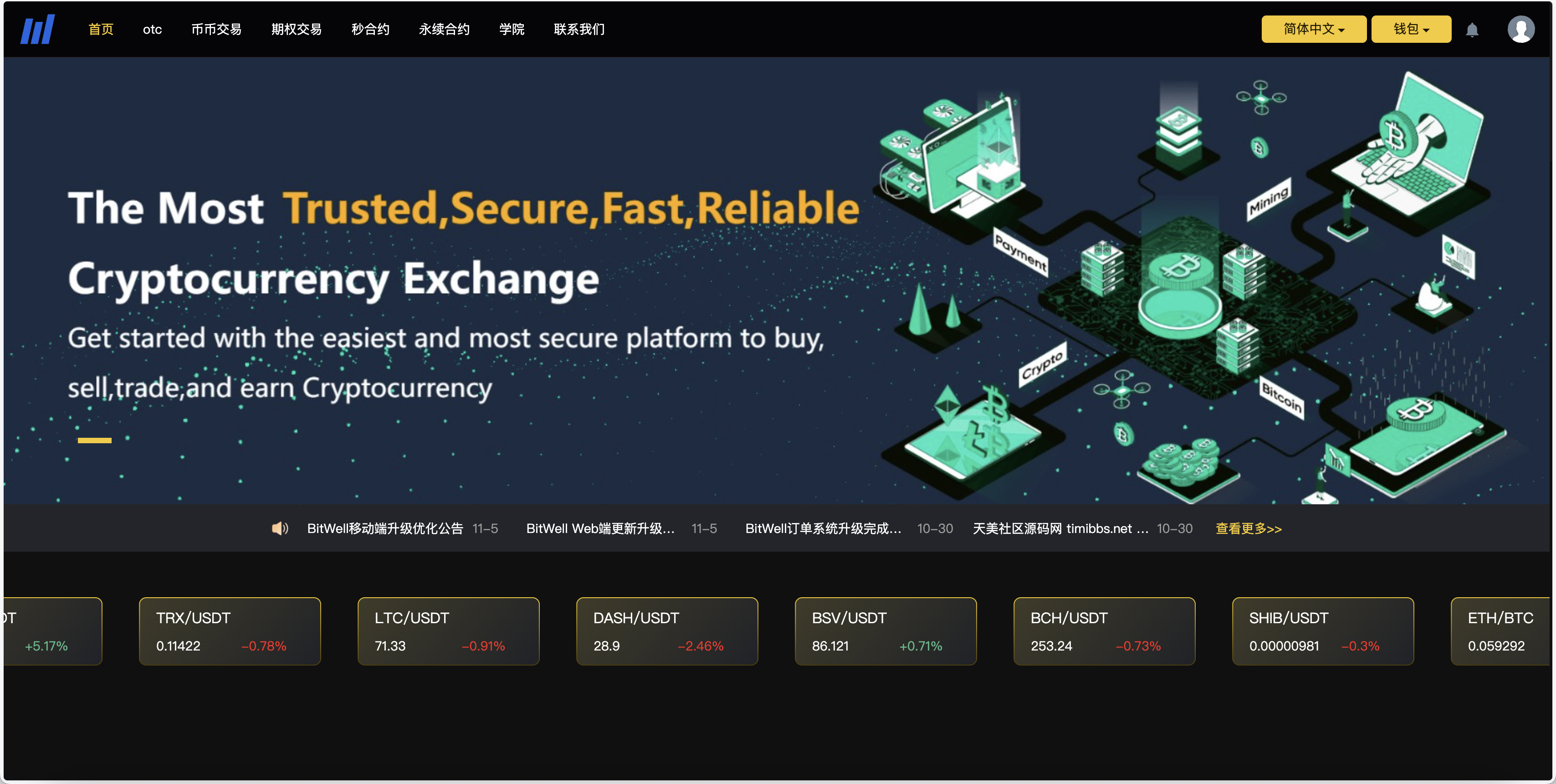 BitWell多语言交易所/15国语言交易所/OTC+永续合约+币币交易+申购+风控+期权交易+秒合约交易+矿机+代理渠道商插图9
